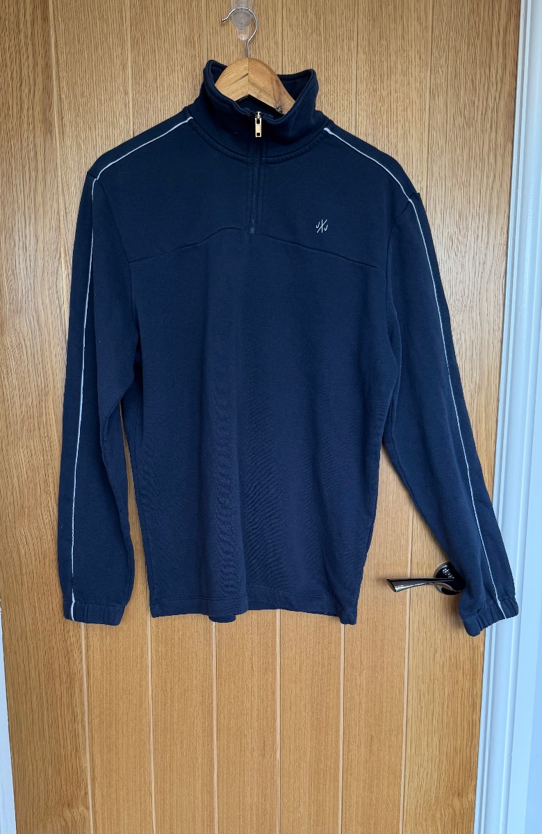 Jack & Jones Men’s Navy 1/4 Zip Sweatshirt Jumper Large L Casual Pullover