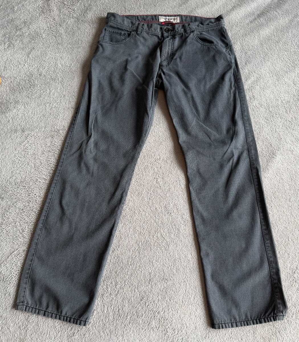 Alberto Stone W33 L30 Charcoal Pepita Check Trousers Smart Casual Men’s