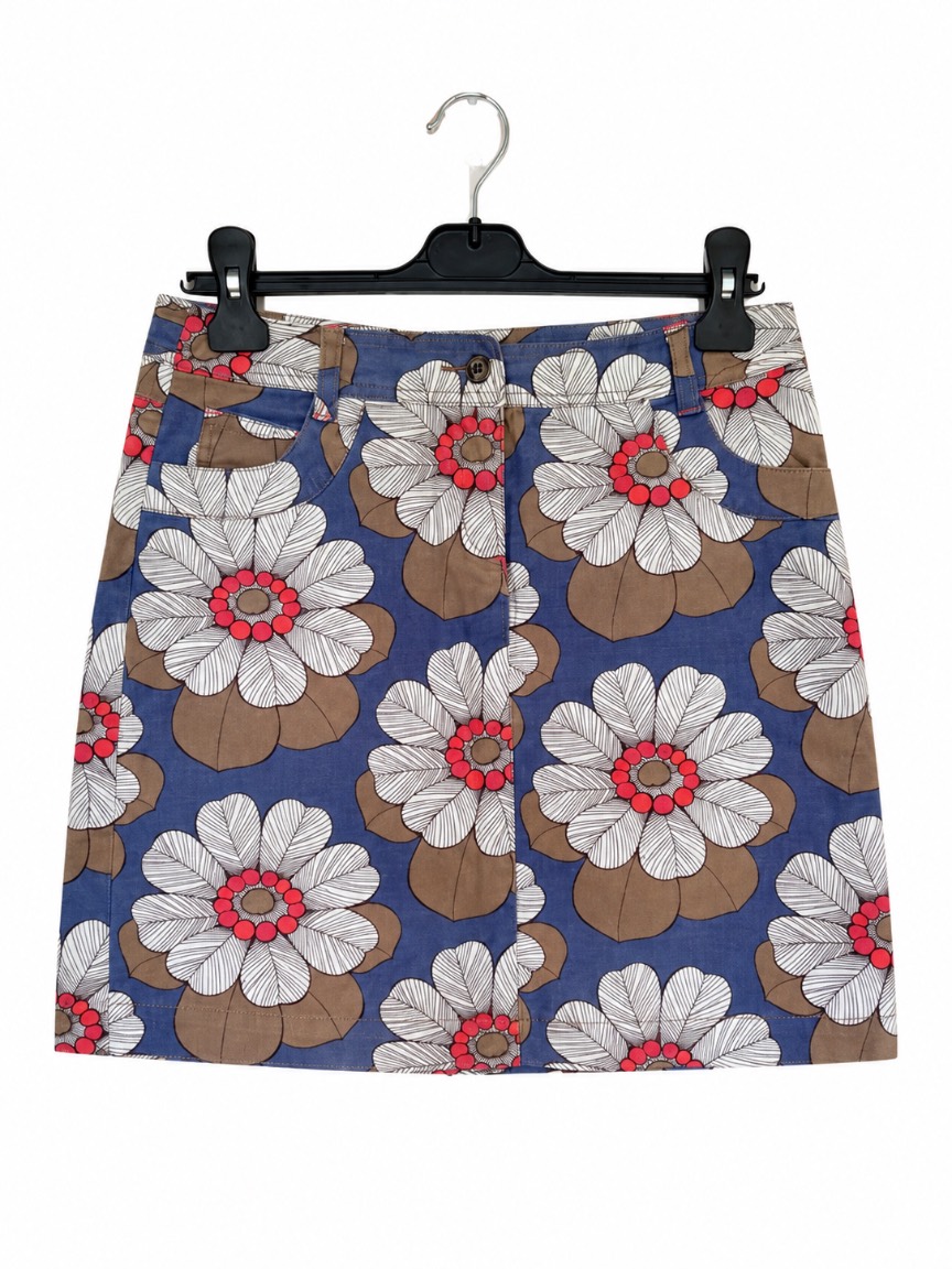 Boden Floral Mini Skirt UK 10 Retro Blue Brown