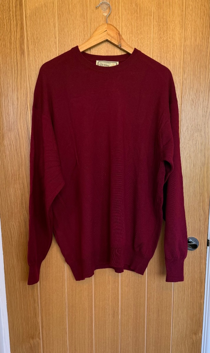 Glenmac 100% Merino Wool Jumper Burgundy Men’s XL Made in Scotland