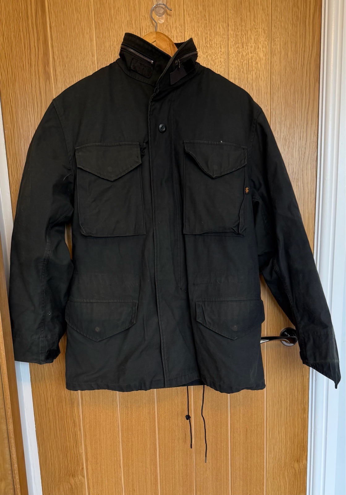 Alpha Industries M65 Black Military Field Jacket Quilted Lined S/M
