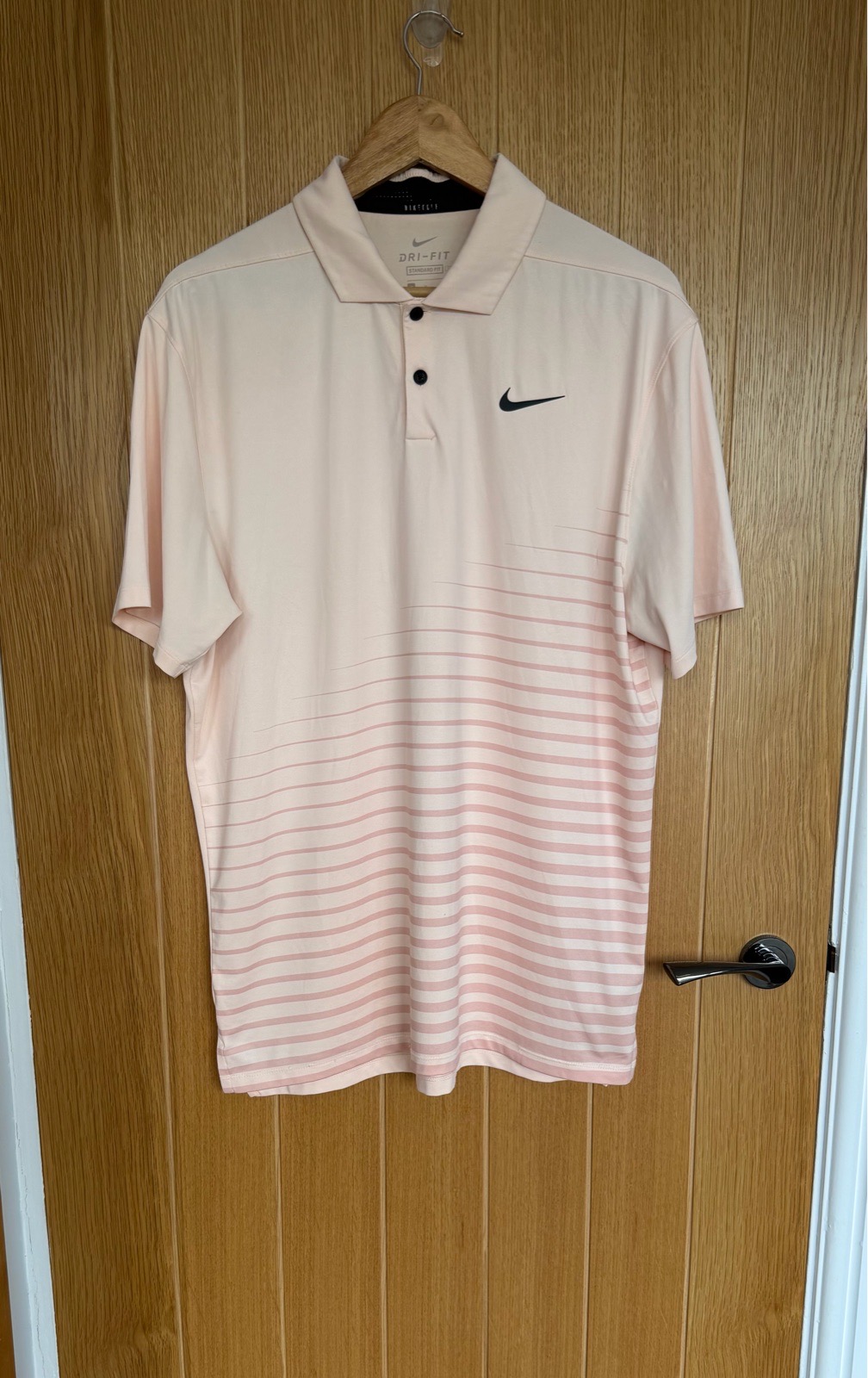 Nike Golf Dri-FIT Vapor Mens Medium Pink Striped Performance Polo Shirt