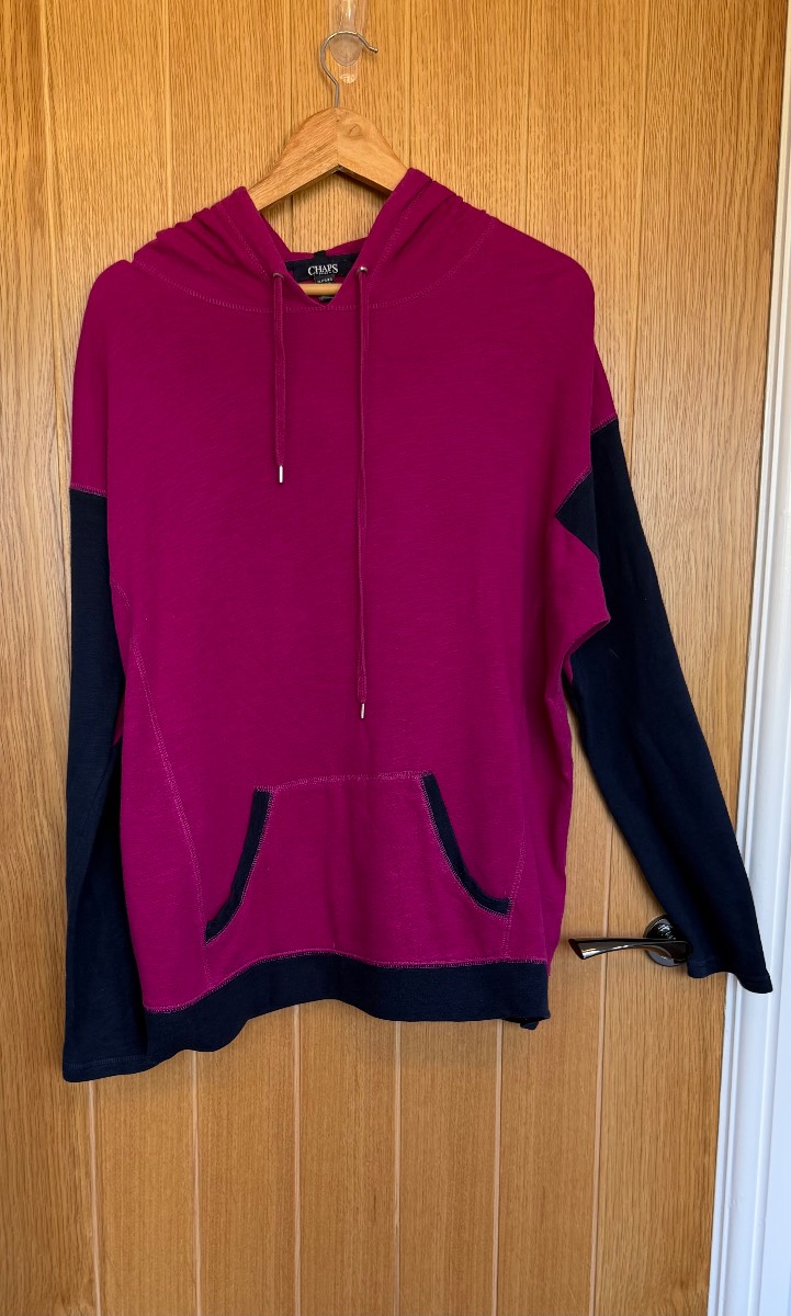 Chaps Sport Women’s Pink & Navy Hoodie XL Cotton Modal Casual Pullover