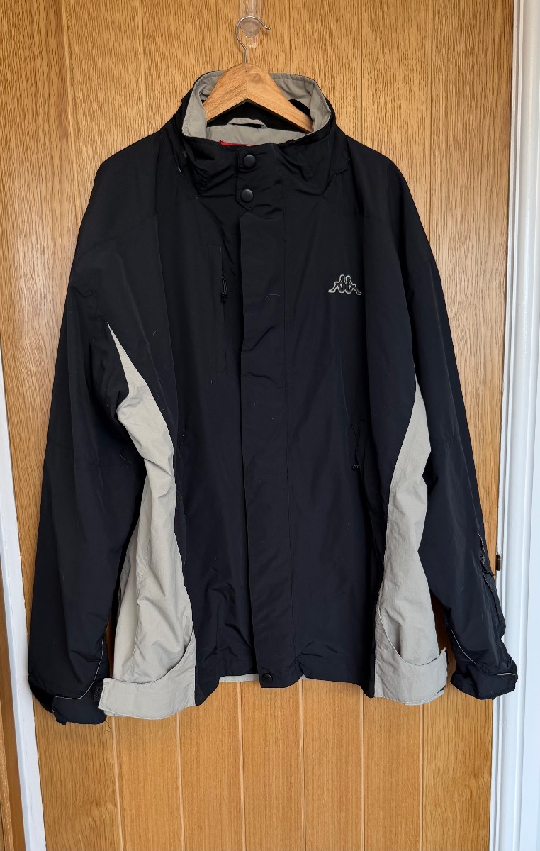 Kappa Waterproof Jacket XXL Black Grey Windbreaker Rain Coat Outdoor Hiking