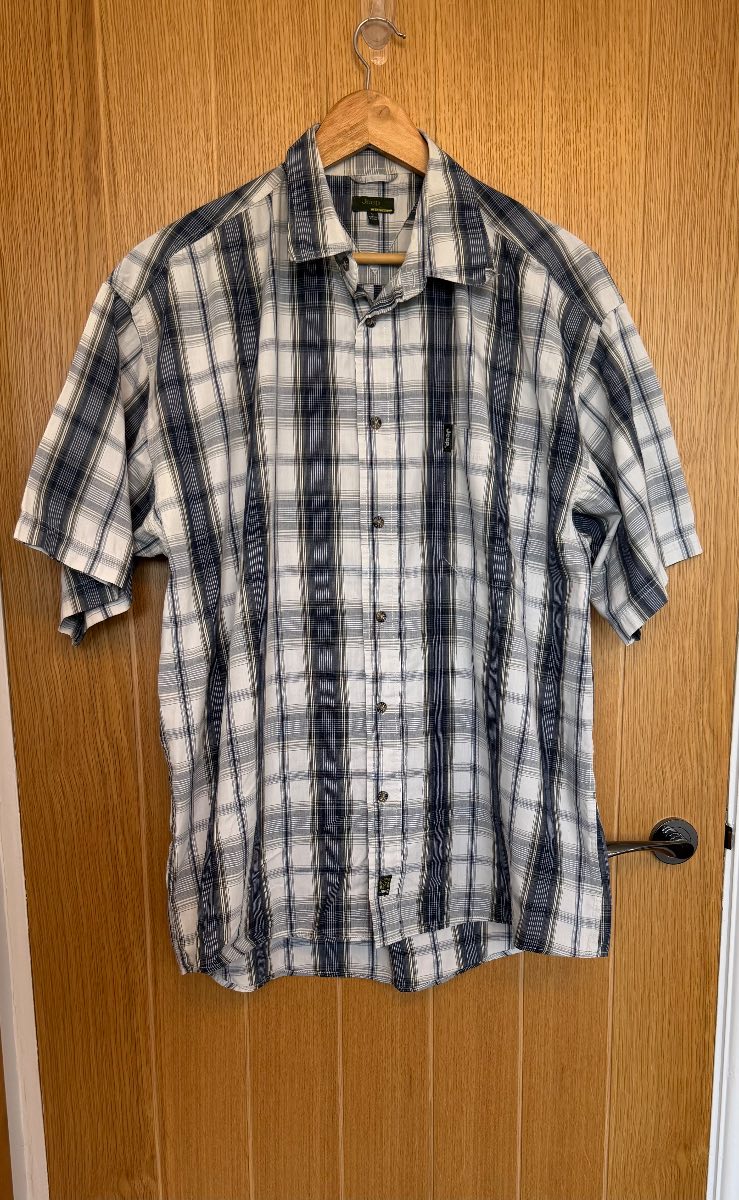 Jeep Adventure blue plaid short sleeve shirt men’s L/Y2K outdoor casual