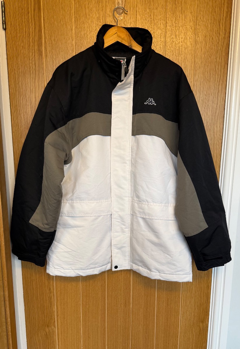 Kappa Vintage Y2K Padded Jacket Black Grey White Coat Men’s Large L