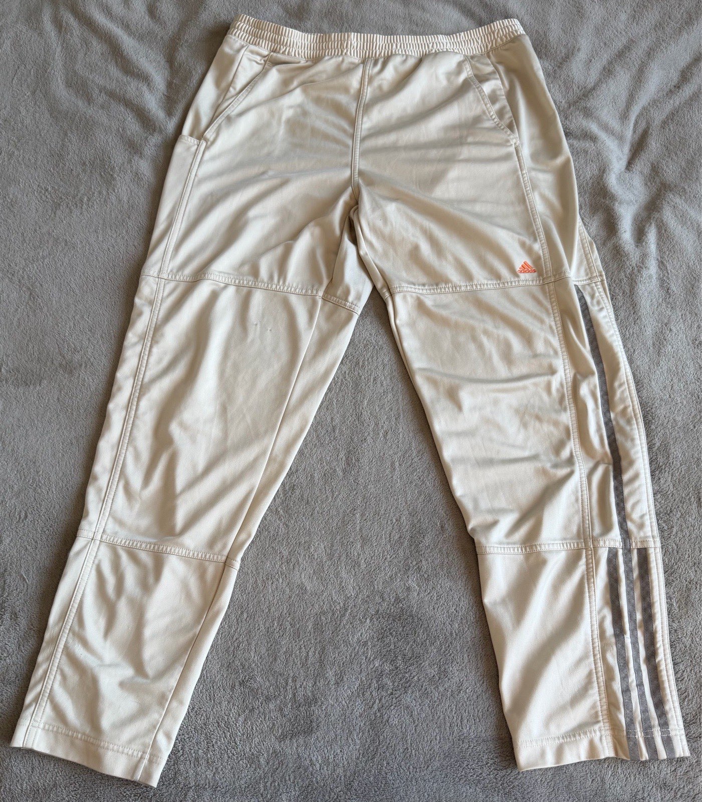 Vintage Y2K Adidas Men’s M Cream Beige 3 Stripe Track Pants