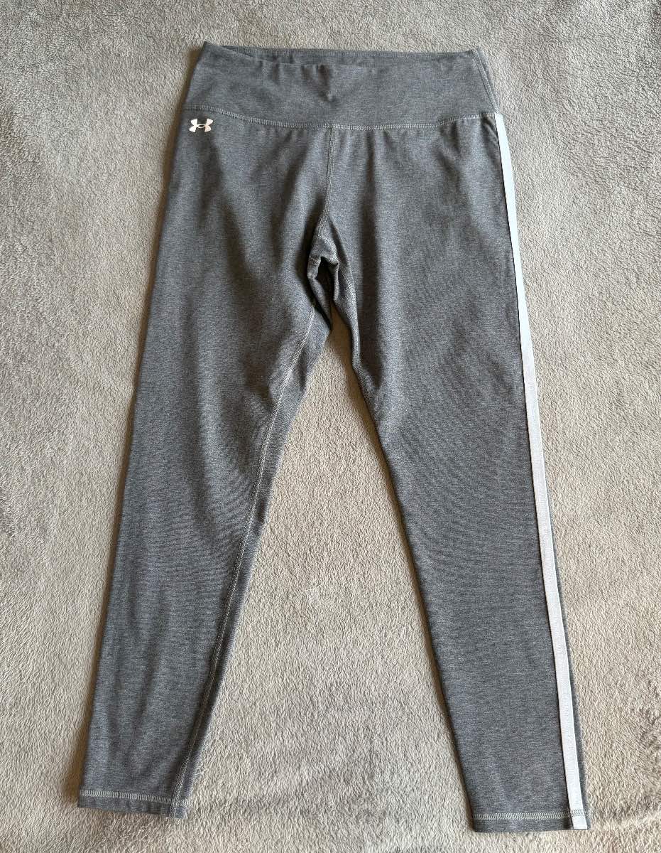Under Armour Women’s Large Grey Fitted Leggings Gym Running Yoga Fitness L