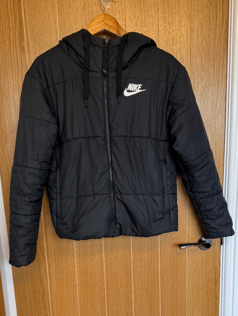 Nike Reversible Hooded Puffer Jacket Black Men’s Small Full Zip