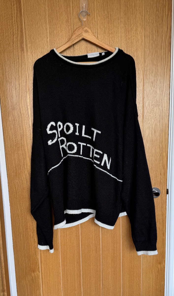 Sisters and Seekers Spoilt Rotten Black Knit Jumper UK 14 Oversized