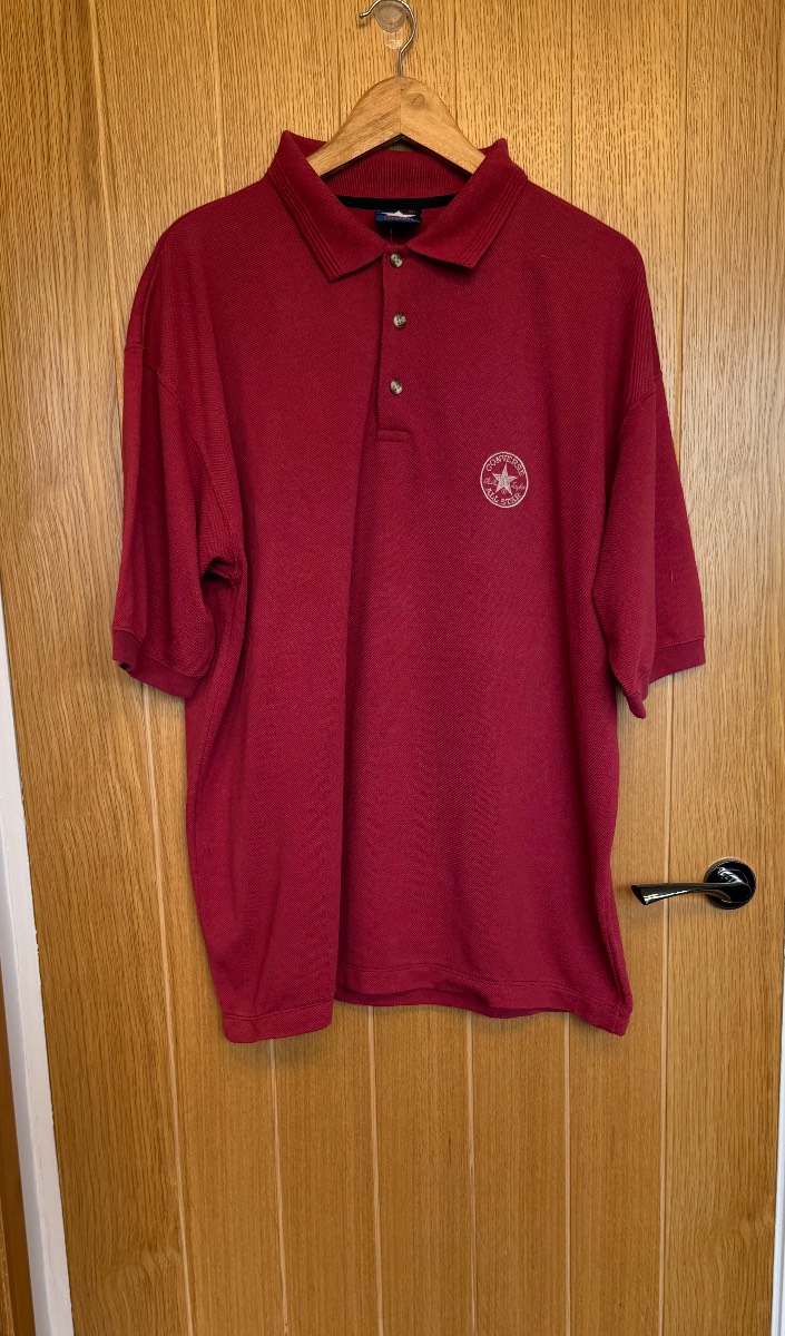Converse All Star Polo Shirt XXL Red Vintage Oversized Casual Cotton Blend