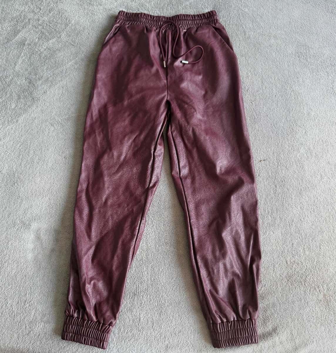 Parisian Petite Wine Faux Leather Joggers UK 8