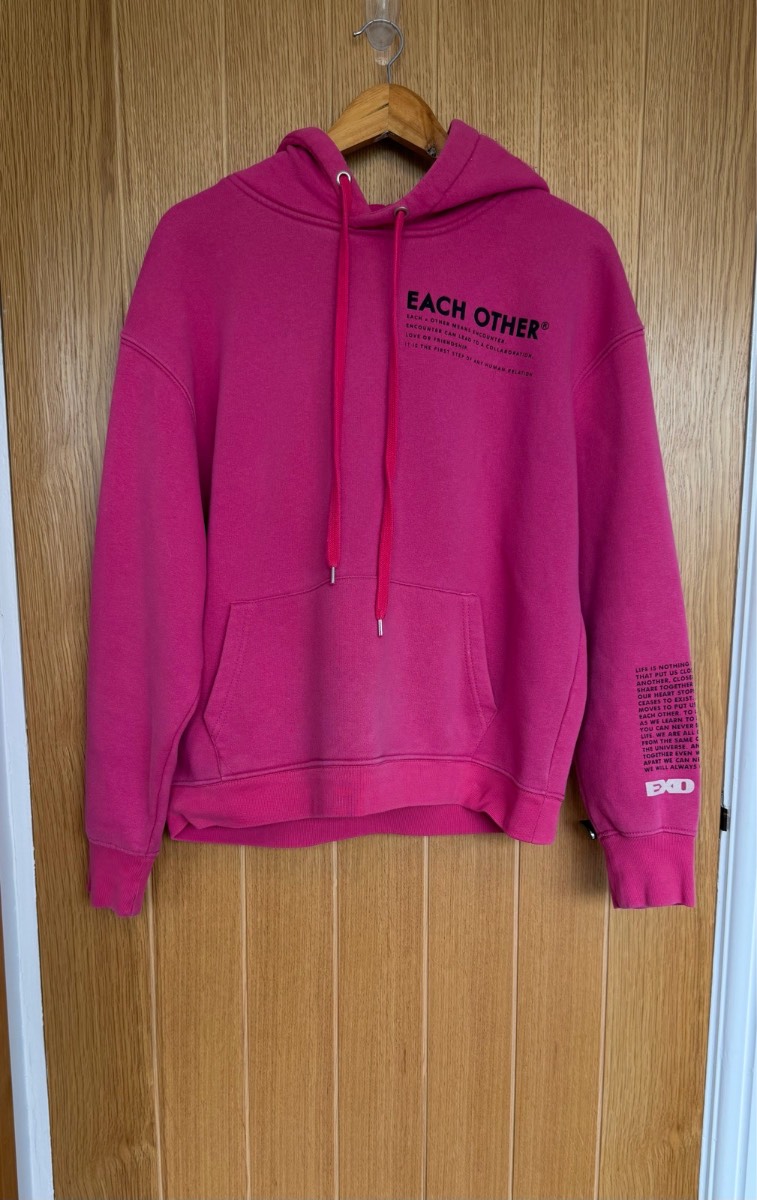 Each Other Pink ME WE Graphic Hoodie Large