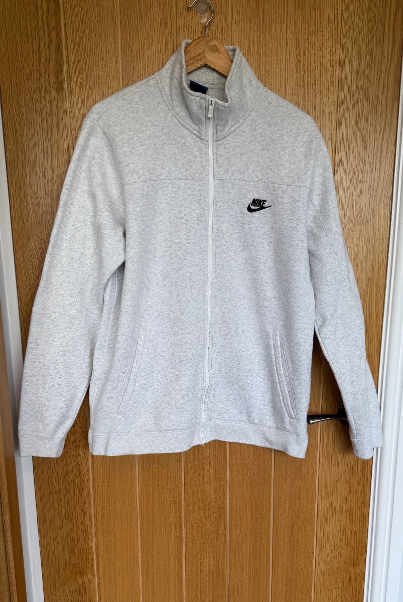 Nike Full Zip Sweatshirt Jacket Grey Marl Men’s Large L Fleece Lined Track Top