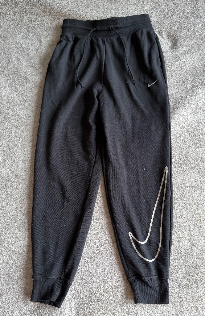 Nike Dri-FIT Black Joggers Mens Small Swoosh Graphic Sweatpants