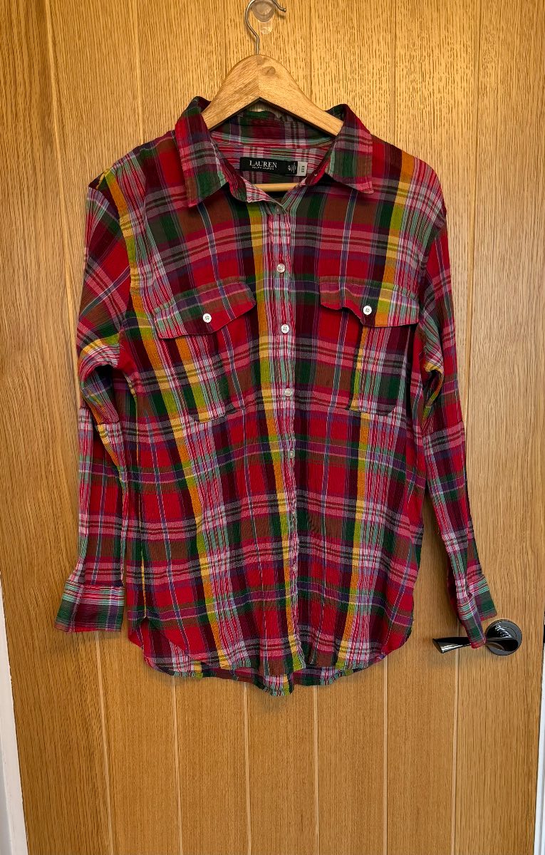Lauren Ralph Lauren Women’s XL Red Tartan Check Cotton Shirt Long Sleeve