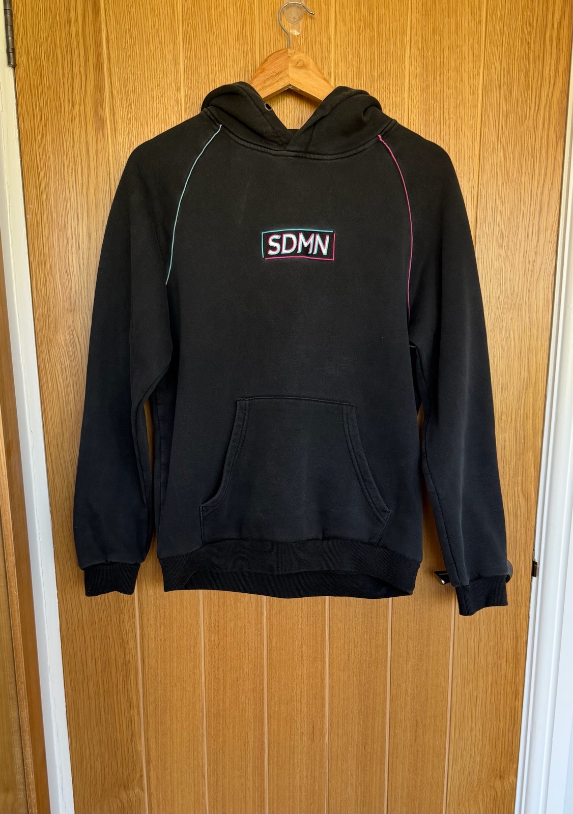 Sidemen Official SDMN Black Hoodie Size Small Pink Blue Embroidered Logo