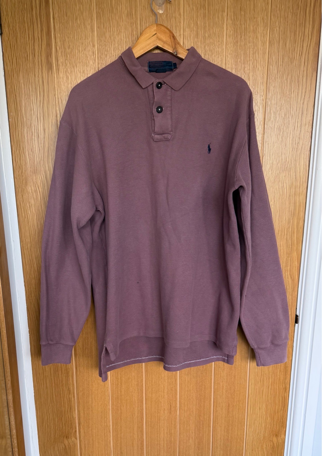 Vintage Polo Ralph Lauren Made in USA Mens M Dusty Pink Long Sleeve Polo