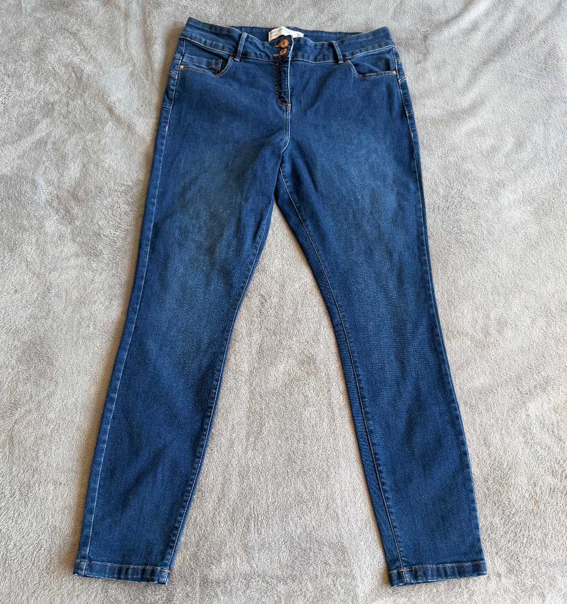 Next Waist Enhancer Skinny Jeans UK 16 Regular Blue Stretch Denim
