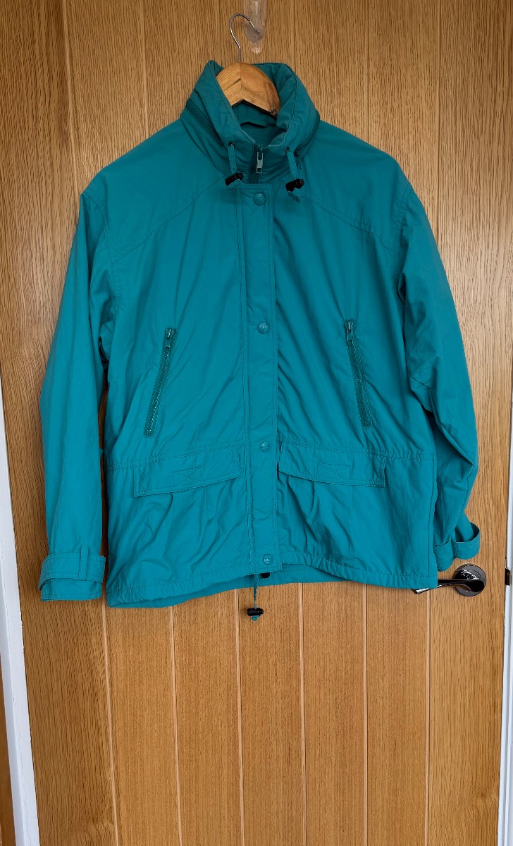 LL Bean Teal Hooded Waterproof Jacket Women’s Medium Vintage Coat