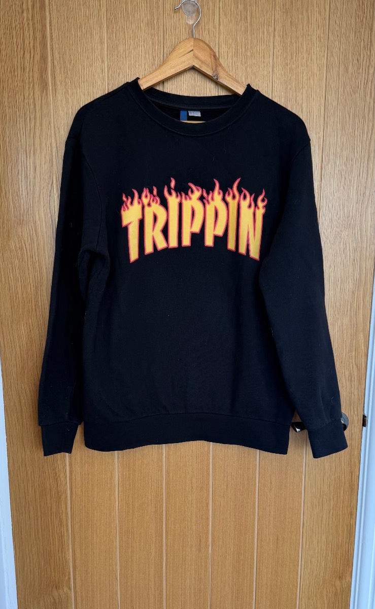 H&M Divided Trippin Flame Sweatshirt Black Men’s Medium