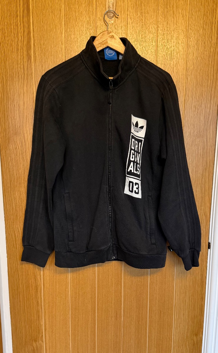 adidas Originals Black Full Zip Track Jacket Originals 03 Trefoil Men’s Medium