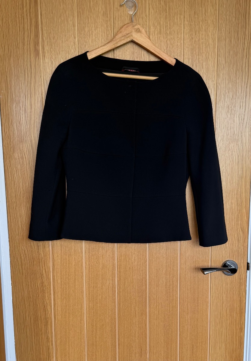 Max Mara Studio Black Open Front Tailored Jacket UK 10 IT 42 Made In Italy