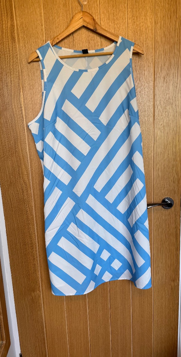 SHEIN Curve Blue White Geometric Dress UK 22 2XL