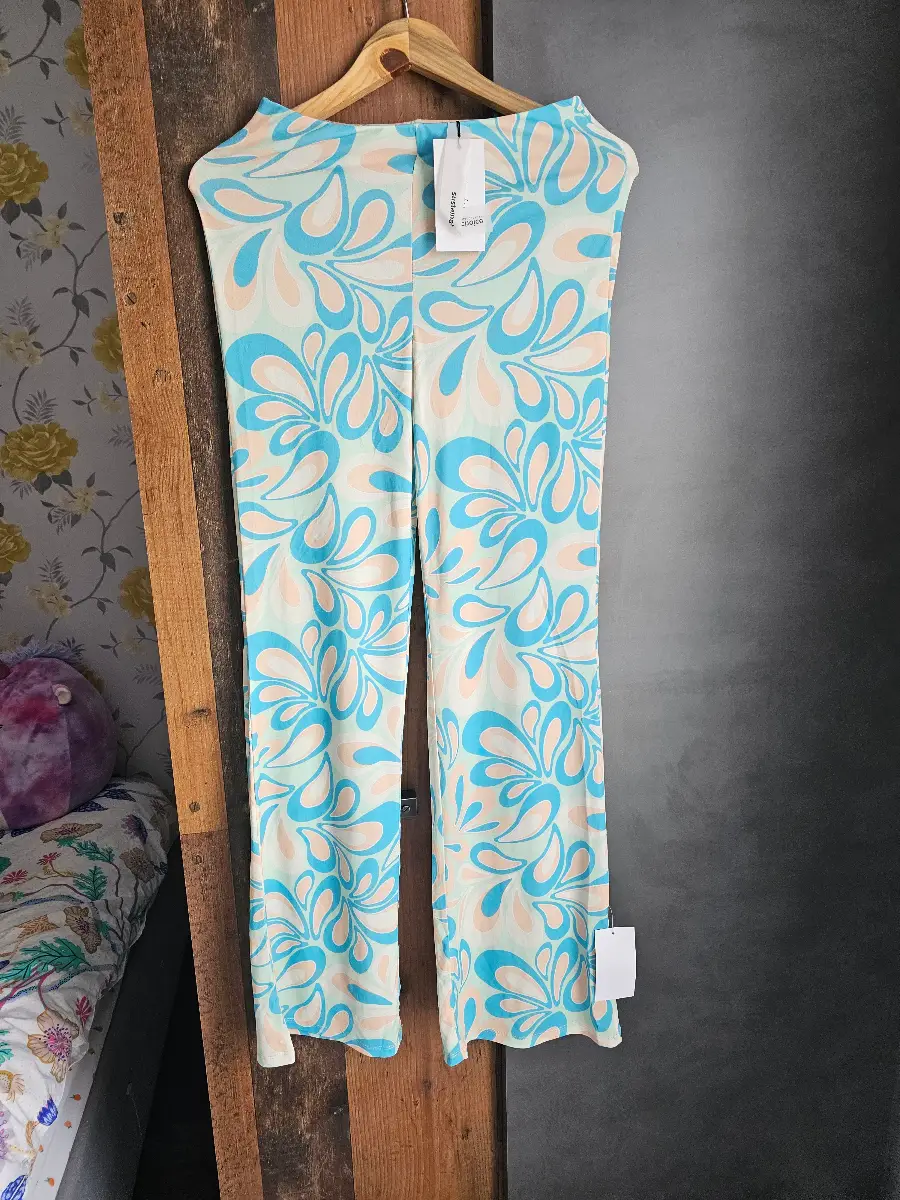 High Waist Printed Trousers EU 34 UK 6 XS/S BNWT Green Paisley