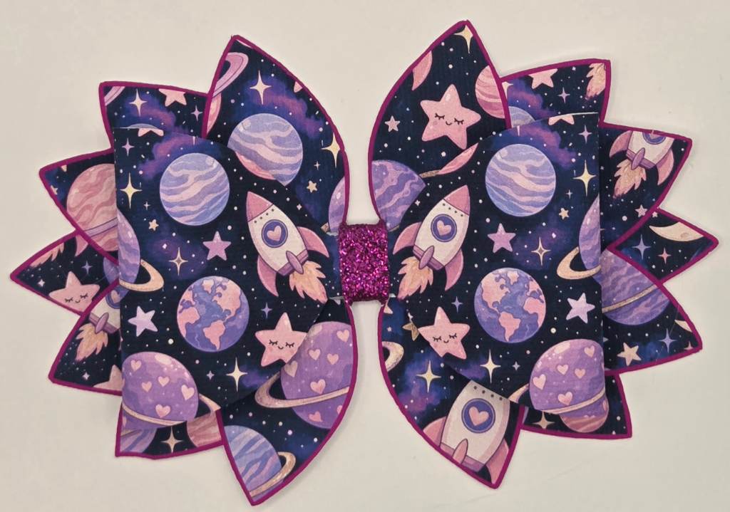 Space and rocket hair bow