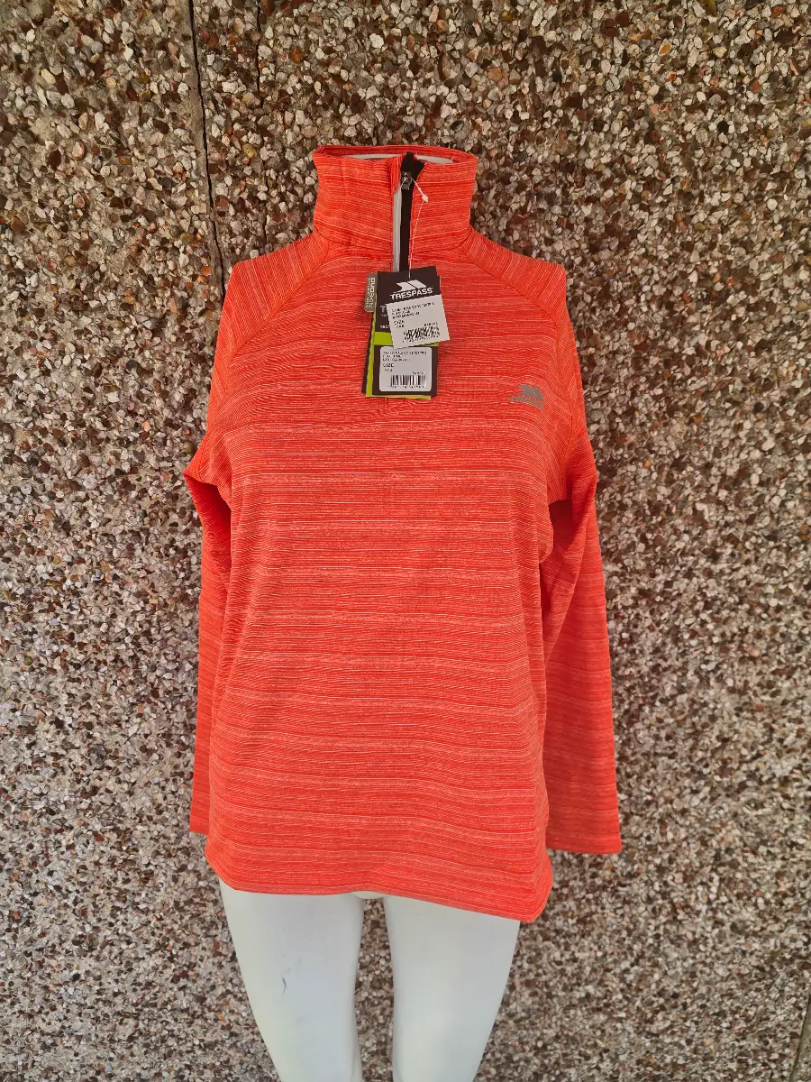 Trespass Birney Hot Orange 1/4 Zip Active Top Size XXS BNWT Fits Size S Perfectly RRP £45-£55