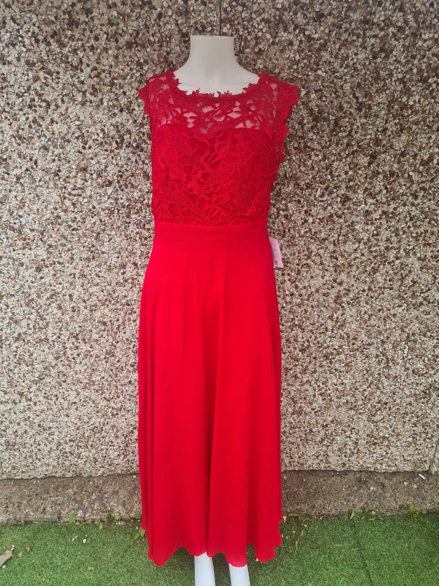 Elegant Occasion Style bpc selection premium Red Lace Maxi Dress UK 14 BNWT RRP £75