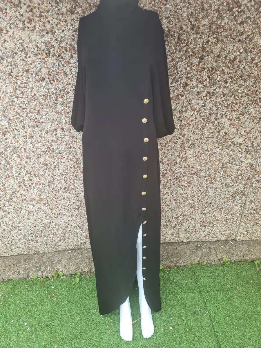 UOOZEE Black High Neck Tie‑Back Maxi Dress | Size M (UK 10–12) | NWOT