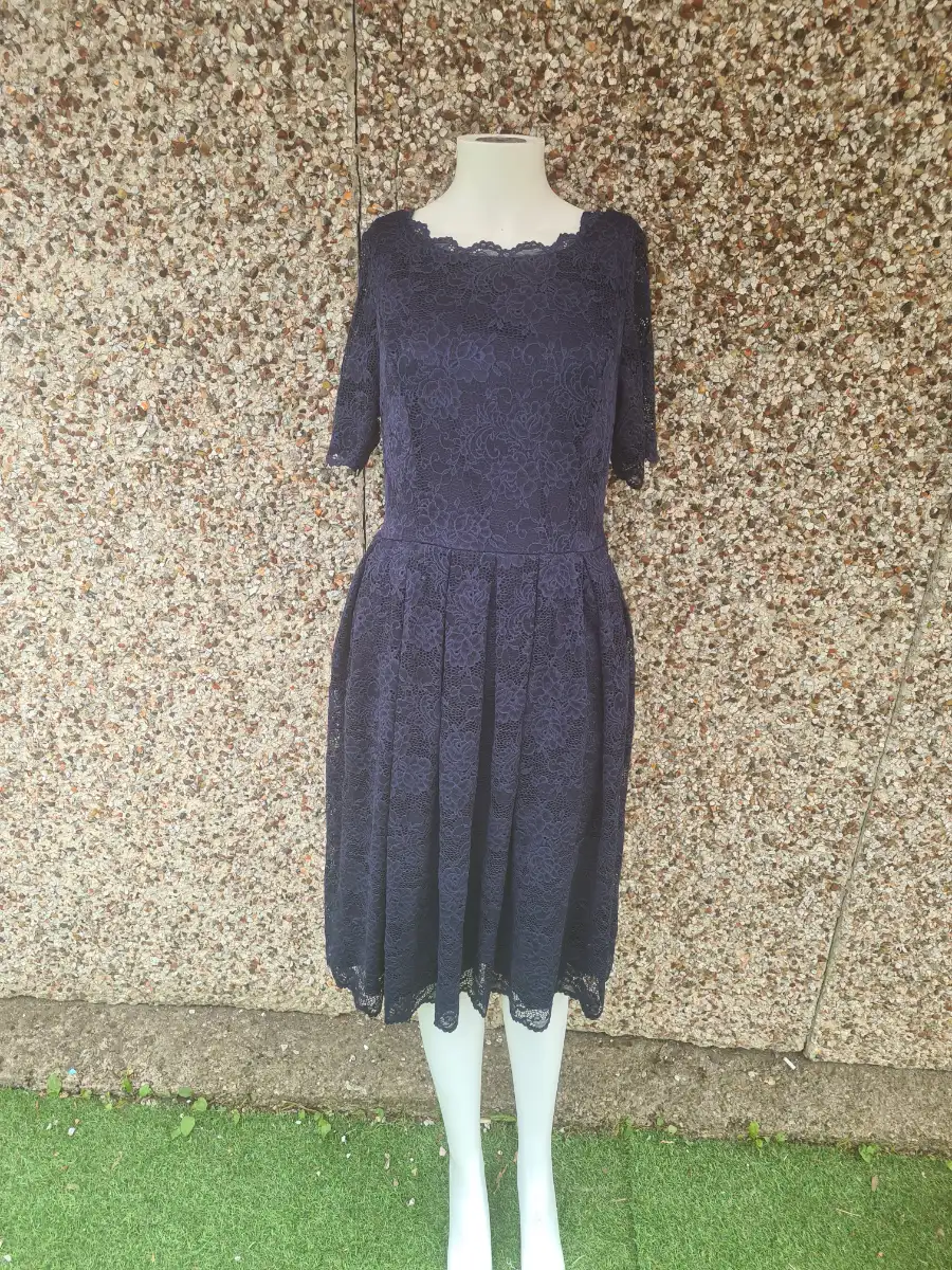 Classic Occasion Style bpc selection Navy Floral Lace Fit & Flare Dress UK 14 BNWT RRP £45
