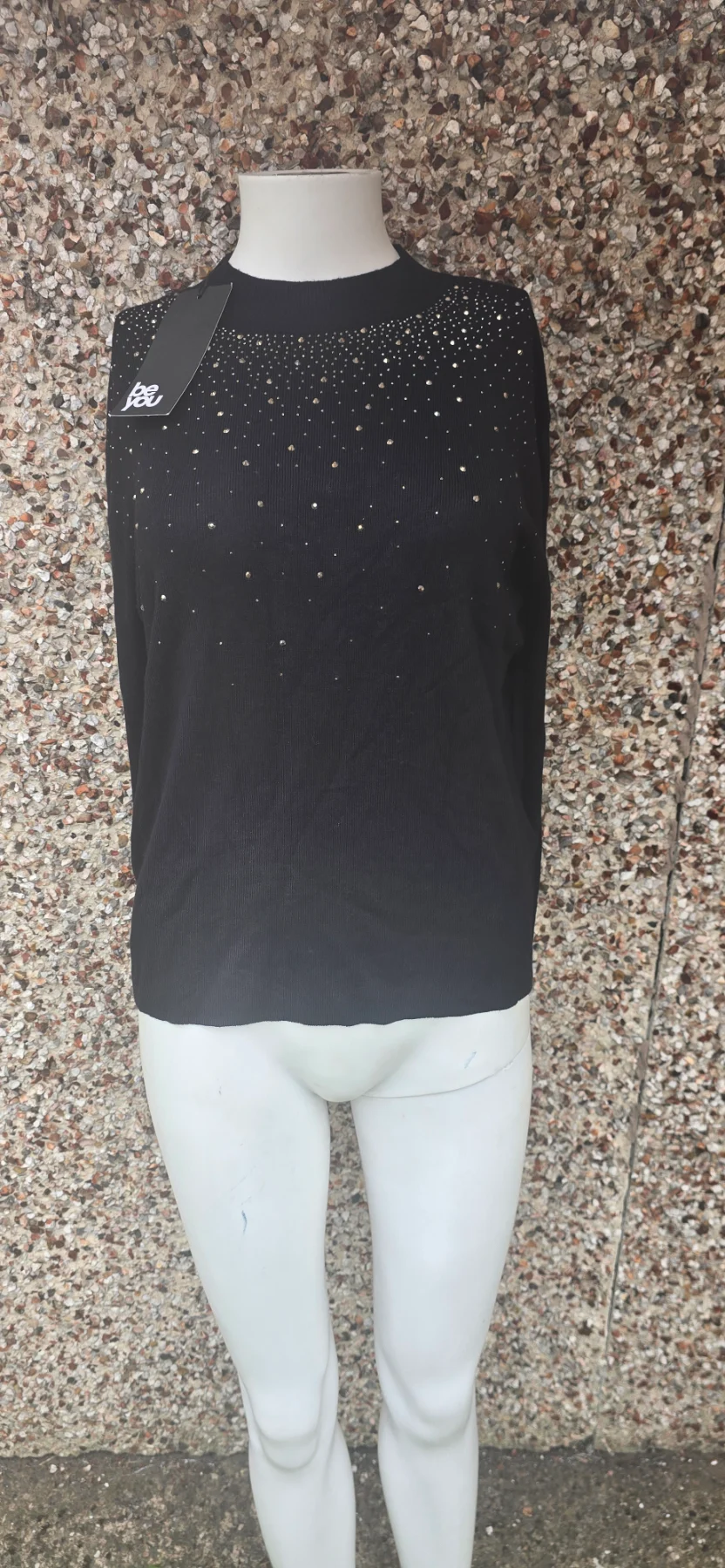 BNWT Be You Black Sparkle Jumper Labelled UK20 Fits M Gold Rhinestone RRP£49.99