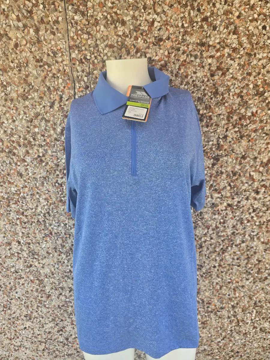 Trespass Maraba Blue Marl Quick Dry Polo Shirt Size S BNWT Also Fits M RRP £37