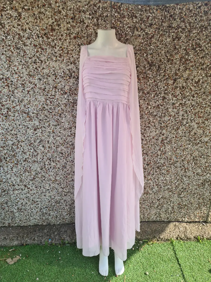 Elegant Occasion Style Uoozee Blush Pink Chiffon Cape Maxi Dress Size S BNWT RRP £69