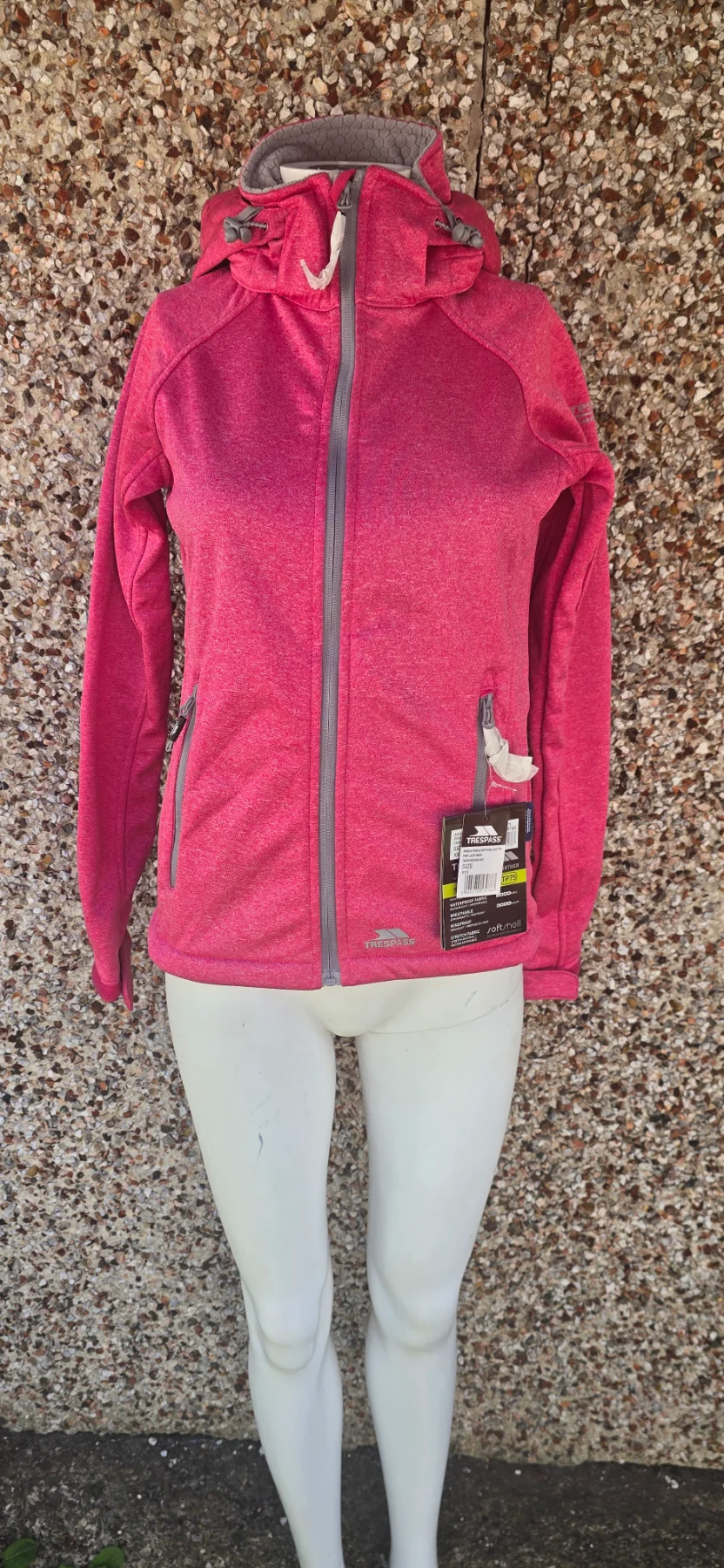 BNWT Trespass Angela Women Softshell Jacket XXS Pink Marl TP75