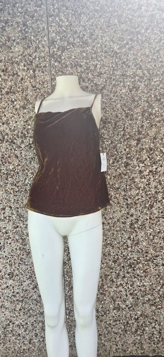 Bella Dahl Olive Gold Velvet Cowl Neck Camisole Top Size S BNWT RRP £165