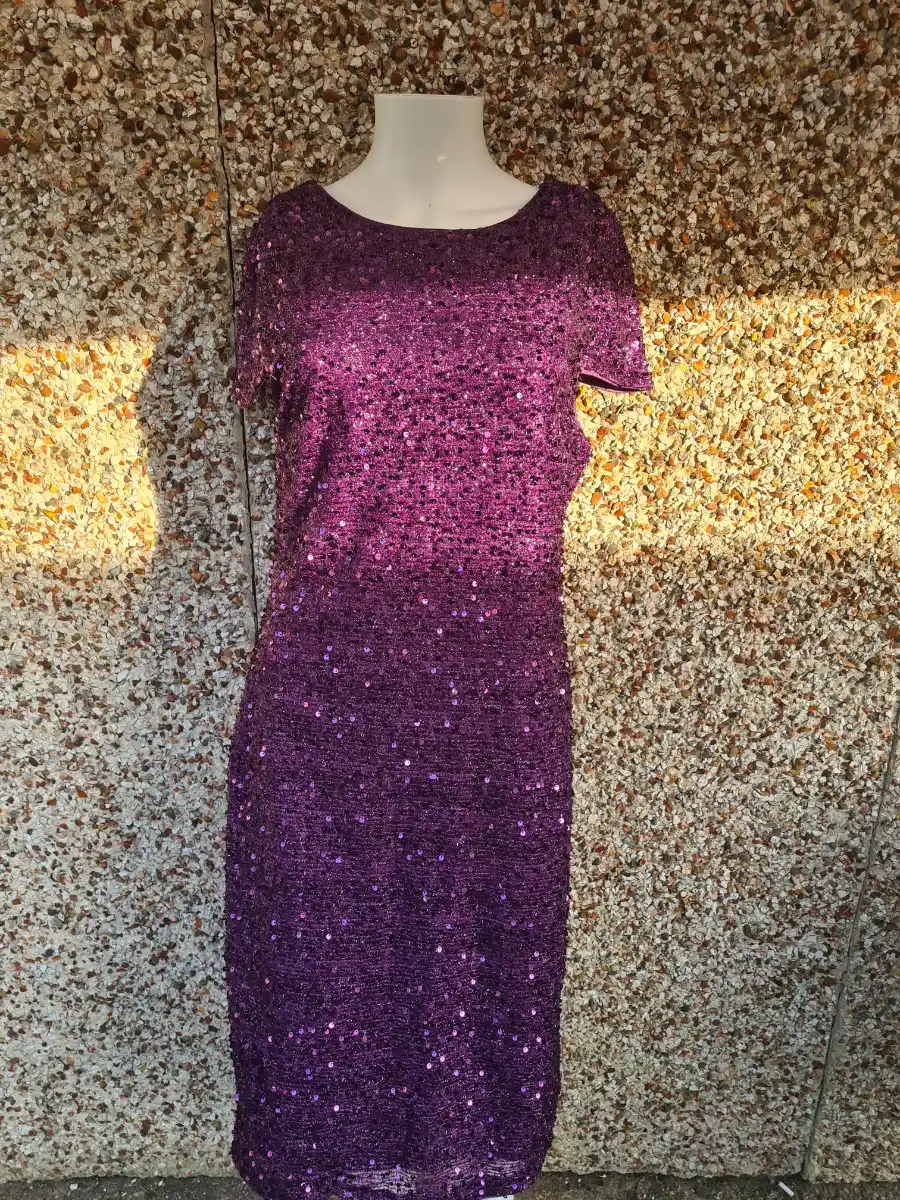 Plum Purple Sequin Shift Midi Dress | Yours London Curve | UK 14 | BNWT | RRP £48