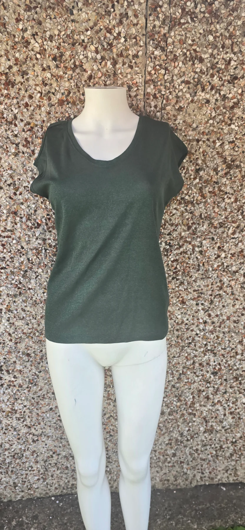 BNWT ONLY Silvery V-Neck Lurex Top XS Dark Green Shimmer RRP £15