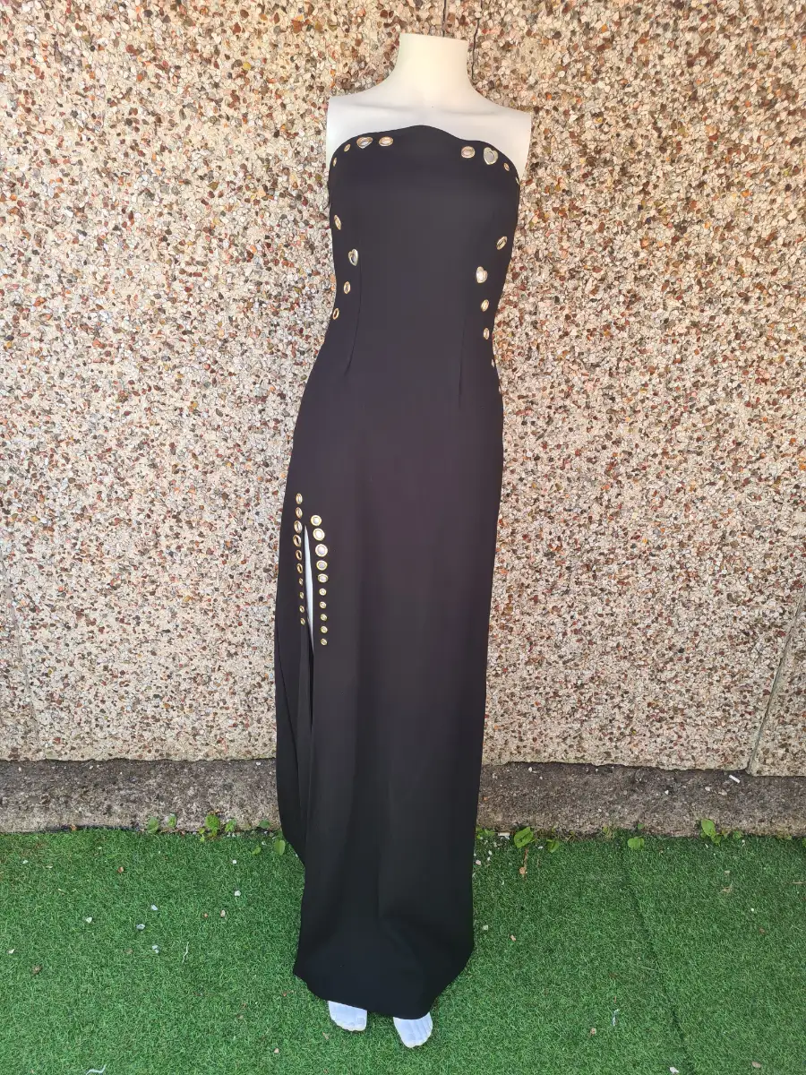 Innovare Denim Balbus Chain Split Embellished Maxi Dress Size S BNWT RRP £98