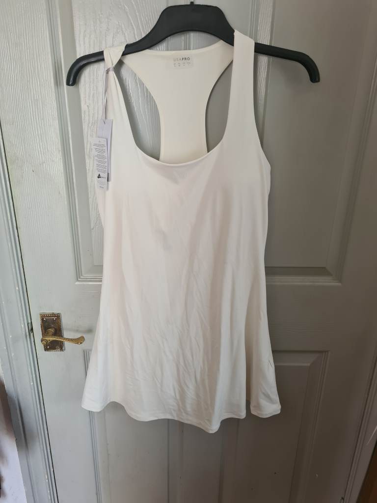 USA Pro Tennis Dress Cream 2‑in‑1 | UK 12 / EU 40 | BNWT