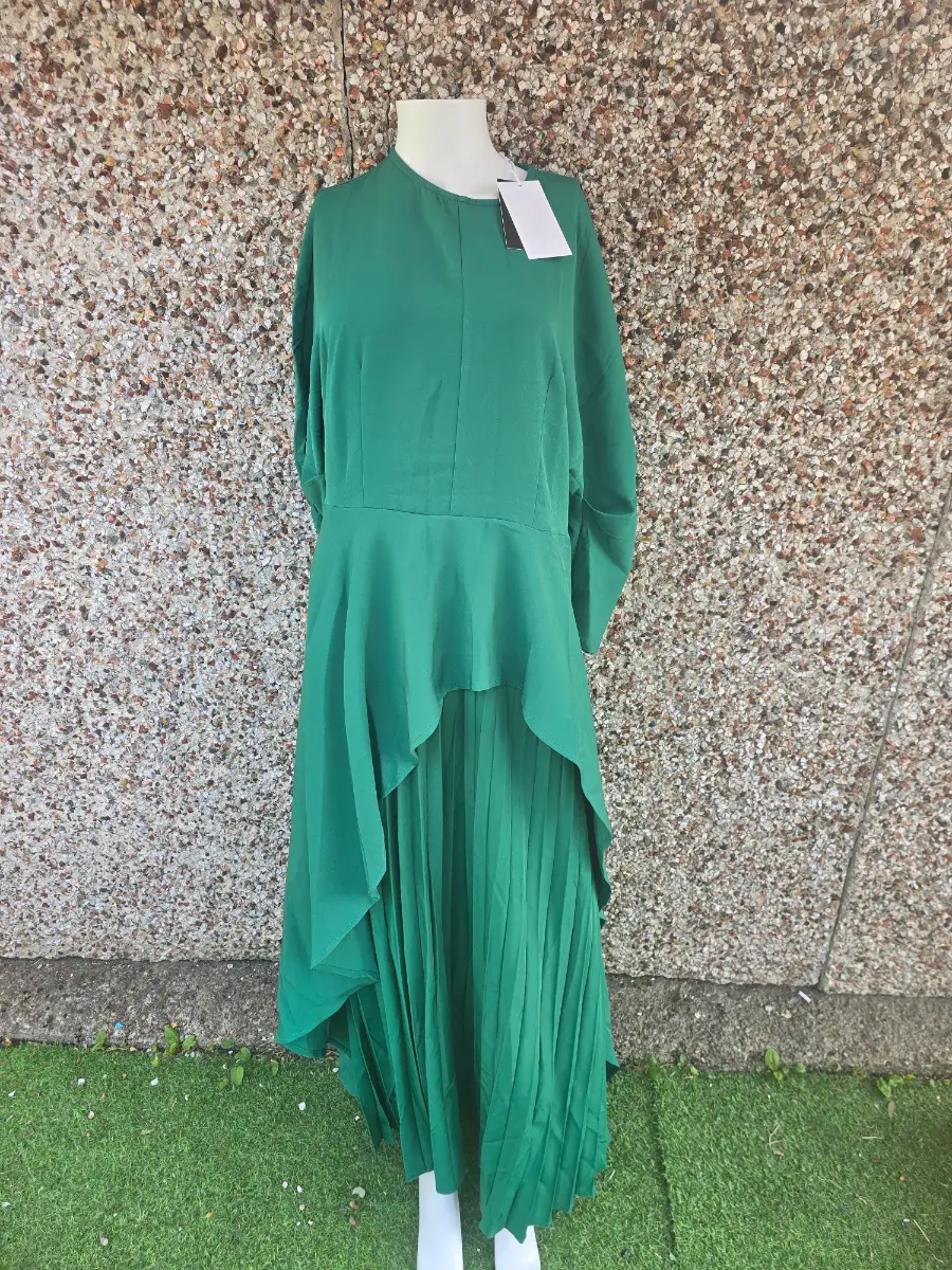Asymmetric Pleated Maxi Dress Uoozee Forest Green Size XXL BNWT rrp £55
