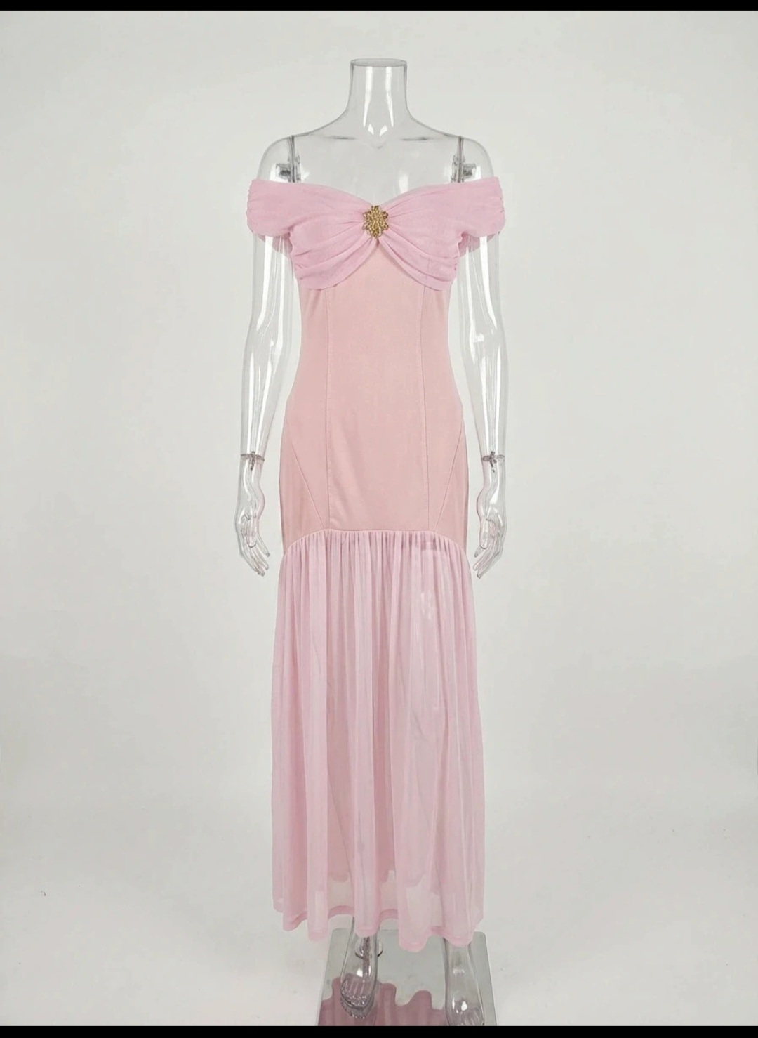 Meshki Kelie Blush Pink Off Shoulder Maxi Dress | Size L | Limited Edition | RRP £159 | NWOT