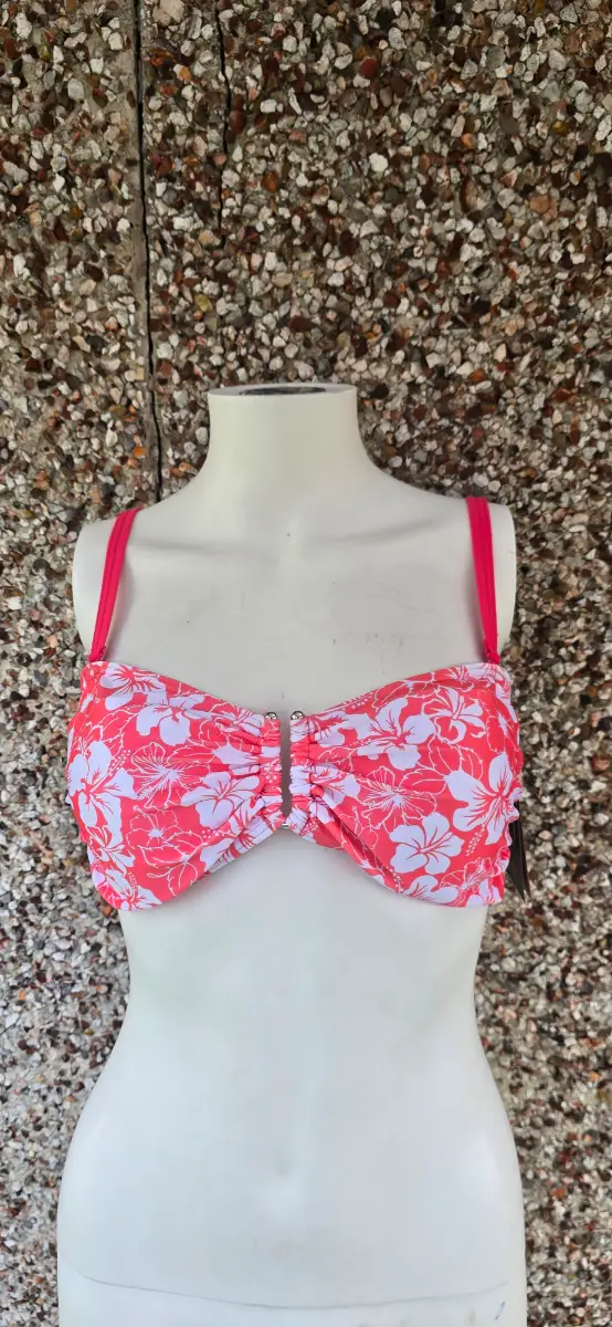 Regatta Hibiscus Print Bikini Top UK12 BNWT Recycled Coral Floral Beach Swim