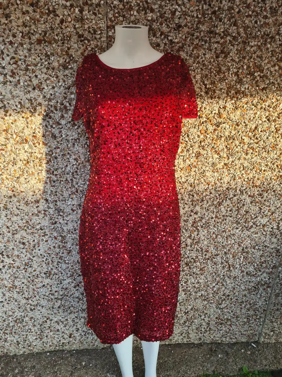Burgundy Velvet Sequin Shift Dress | Yours London Curve | UK 14 | BNWT | RRP £48