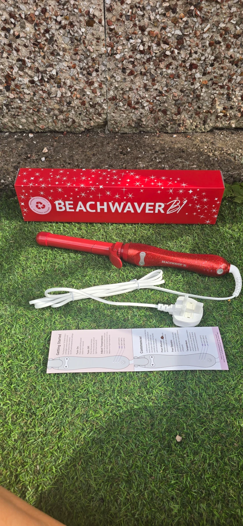 Beachwaver B1 Rotating Curling Iron Red Glitter BNWT RRP£119 UK Plug