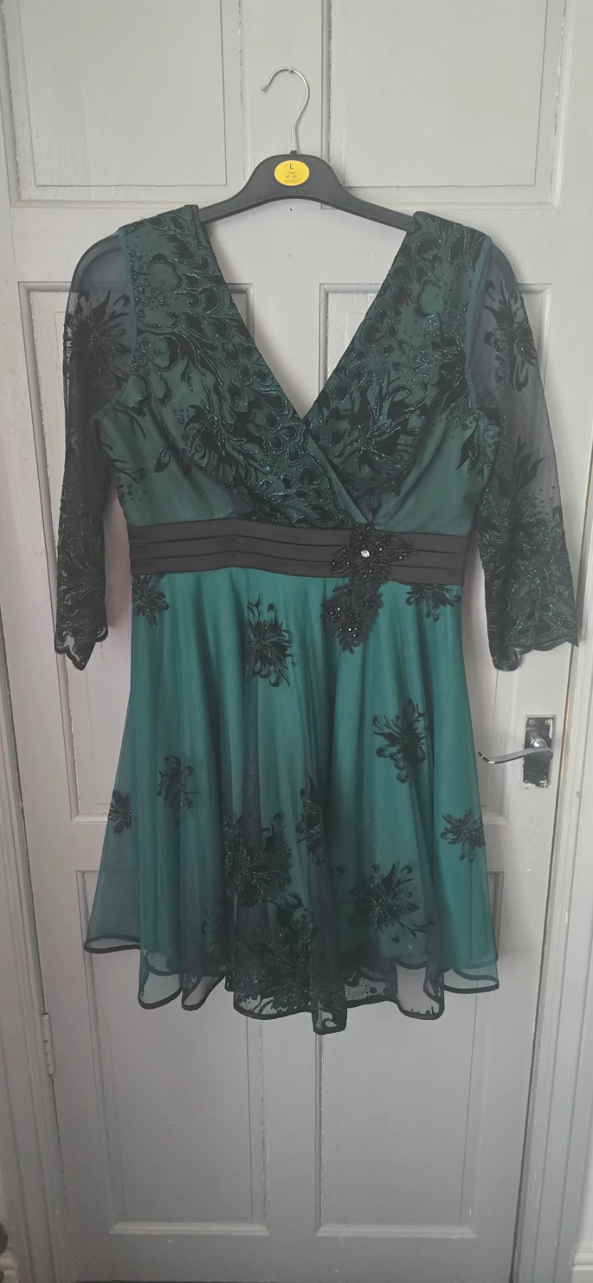 Cristina Dress UK16 EU44 Emerald Green Lace Vintage Romantic RRP£120 Worn Once
