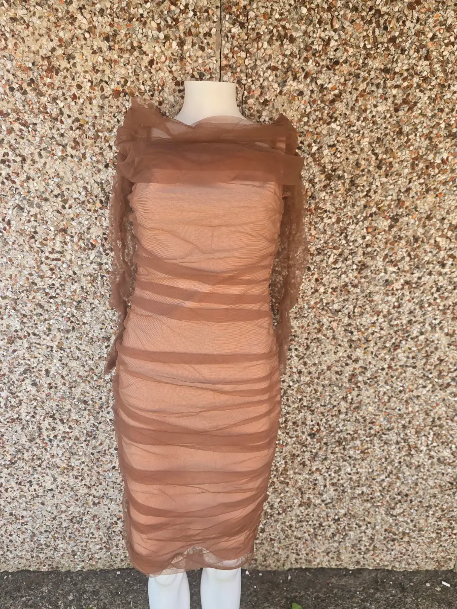 Bella Barnett BNWT Rowena Mocha Ruched Bandage Midi Dress Size S RRP £67